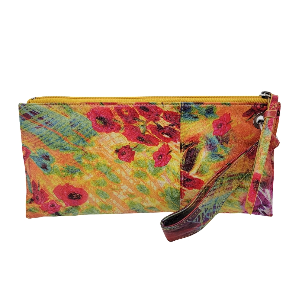 HOBO Floral Leather Wristlet - Yellow, Red, Green